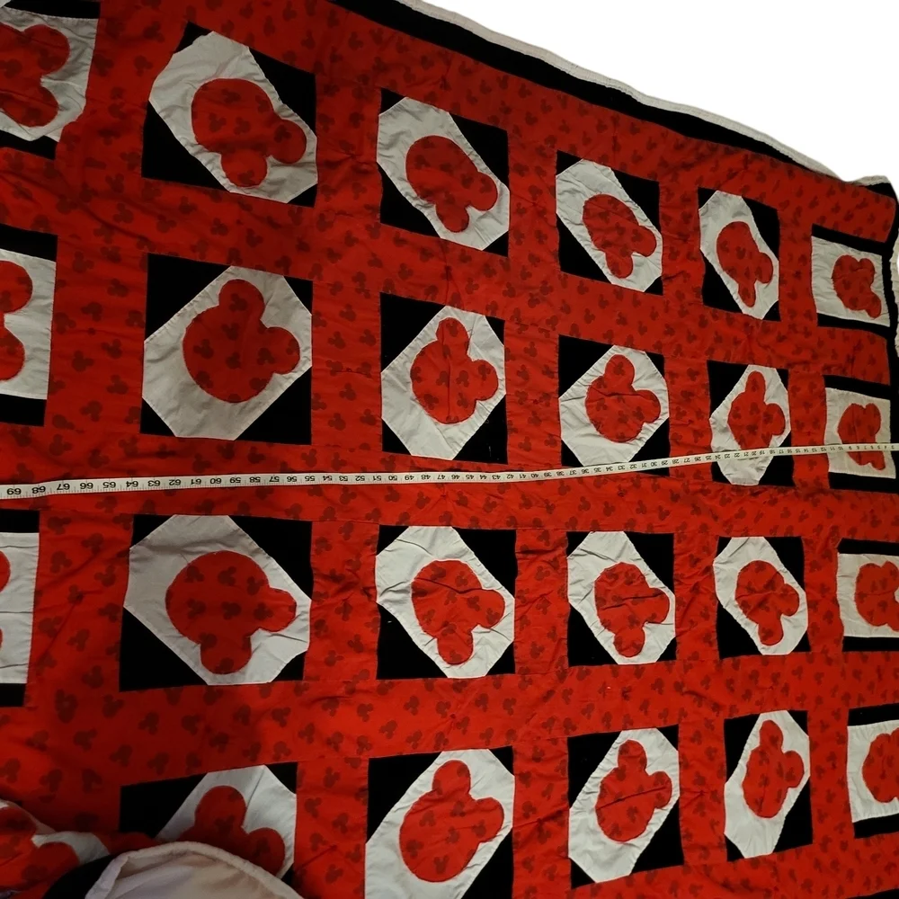 Vintage-Style Mickey Mouse Handmade Appliqué Quilt
